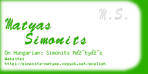 matyas simonits business card